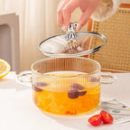Cartoon Lid Flower Glass Cooking Pot – Heat Resistant &amp; Stove Safe