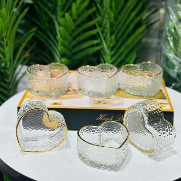 Heart-Shaped Glass Candy Jar & Dessert Bowl Ice Cream Bowl for Wedding Decoration & Food Serving