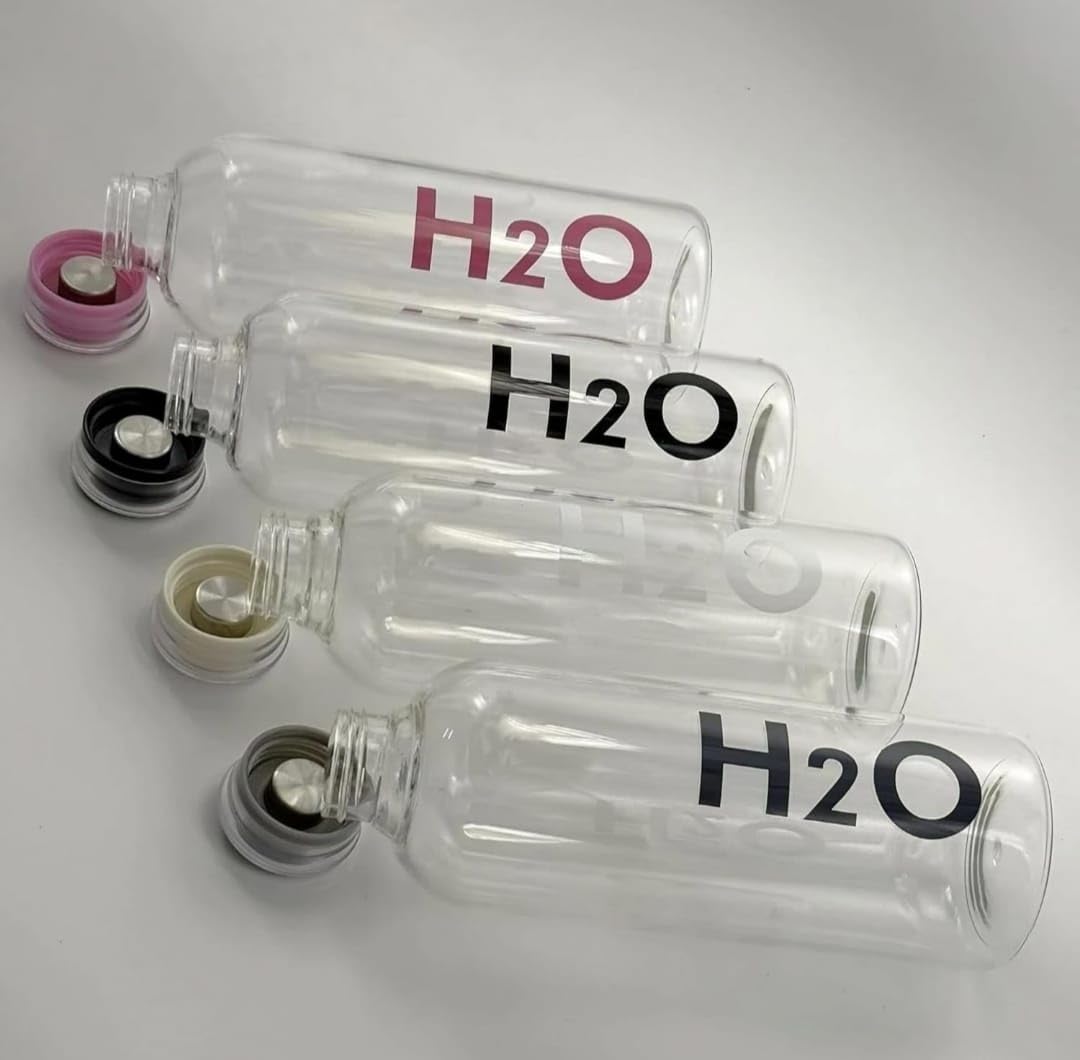 H2O Borosilicate Glass Sports Bottle | Durable Heat Resistant Water Bottle for Daily Use