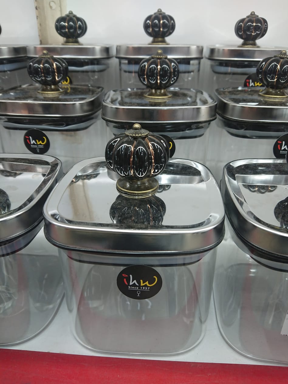 Mouth Blown Borosilicate Colored Striped Glass Spice, Salt &amp; Coffee Storage Jar – Handcrafted Sugar Pot