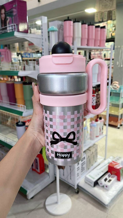 "Happy" & "Free" 900ml Vacuum Thermos - Double-Wall Insulated Stainless Steel Bottle