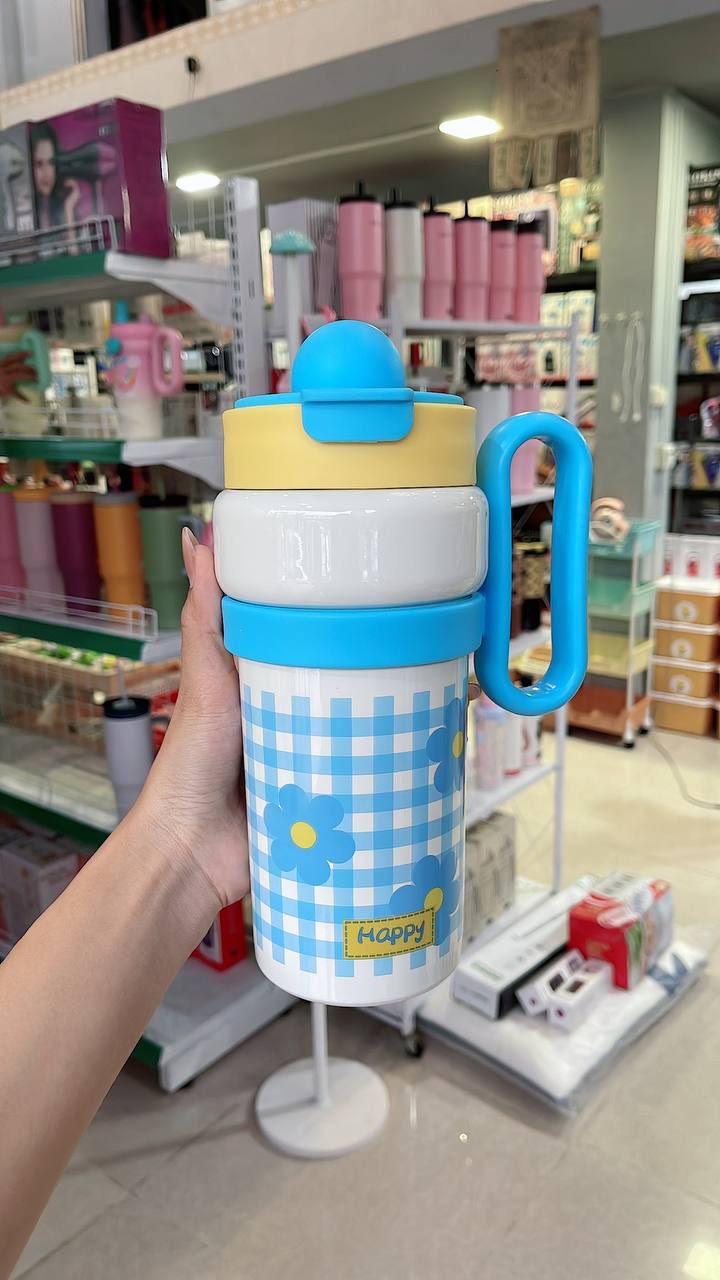 "Happy" & "Free" 900ml Vacuum Thermos - Double-Wall Insulated Stainless Steel Bottle