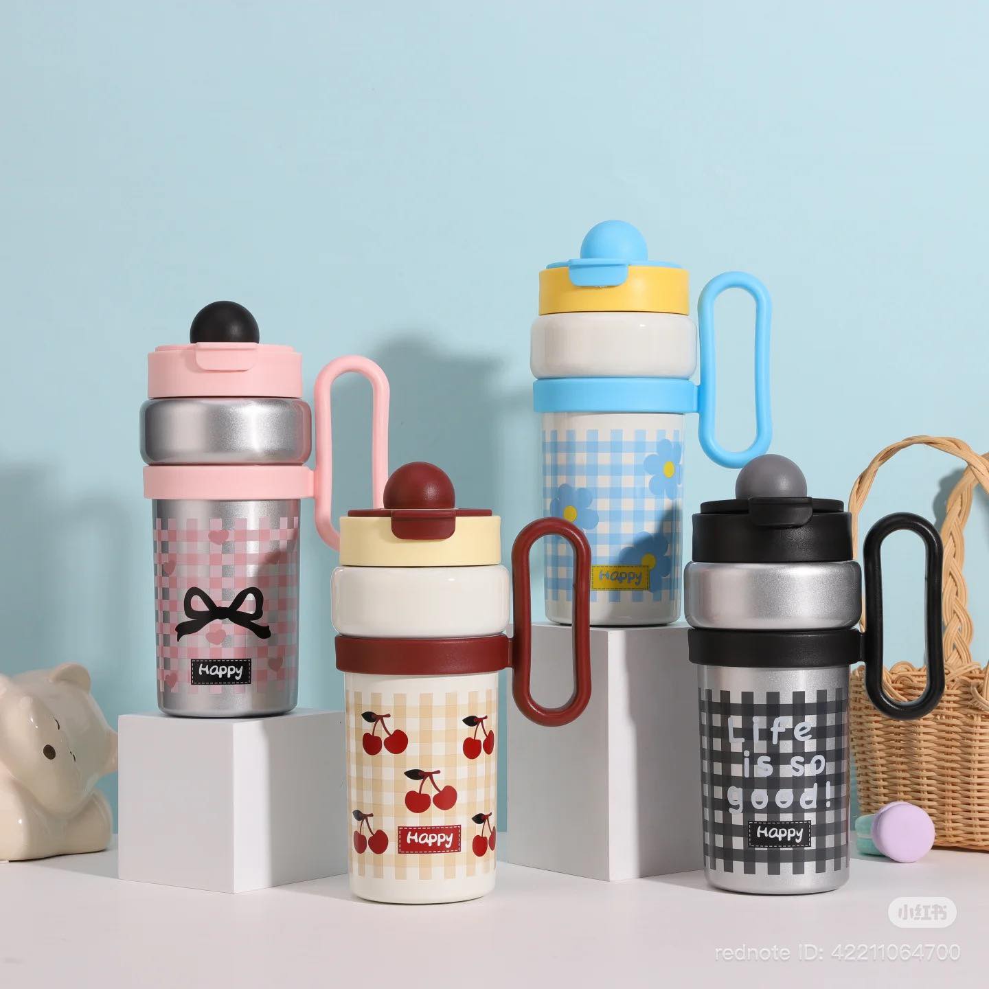 "Happy" & "Free" 900ml Vacuum Thermos - Double-Wall Insulated Stainless Steel Bottle