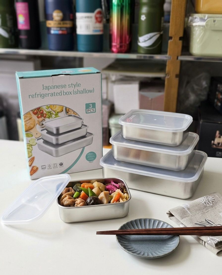 3 Piece Stainless Steel Food Storage Container Set with Airtight Fiber Lid