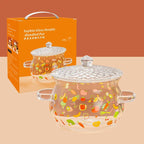 Hammer Pattern Clear Borosilicate Glass Pot with Double Ear Handle