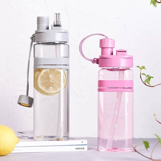 610ML sports water bottle with built-in straw