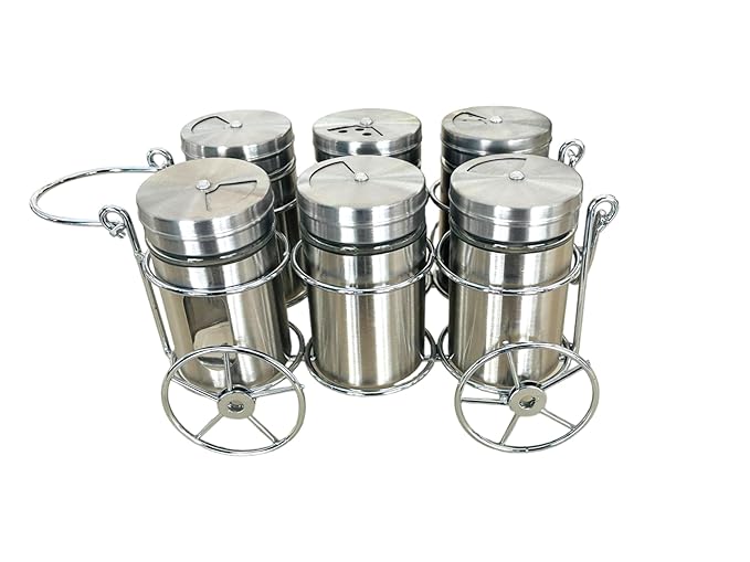 6-Piece Dining Table Salt &amp; Pepper Set with Stand