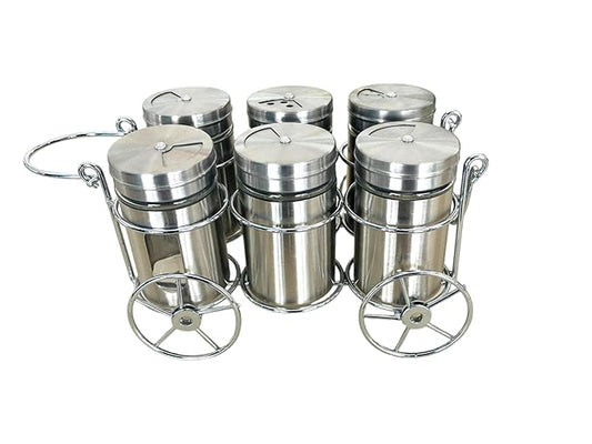 6-Piece Dining Table Salt &amp; Pepper Set with Stand