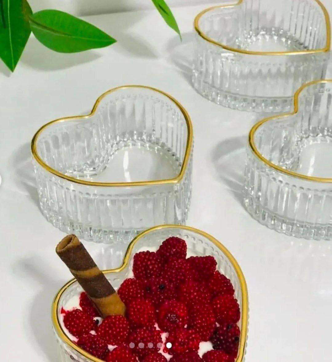 Heart-Shaped Glass Candy Jar & Dessert Bowl Ice Cream Bowl for Wedding Decoration & Food Serving