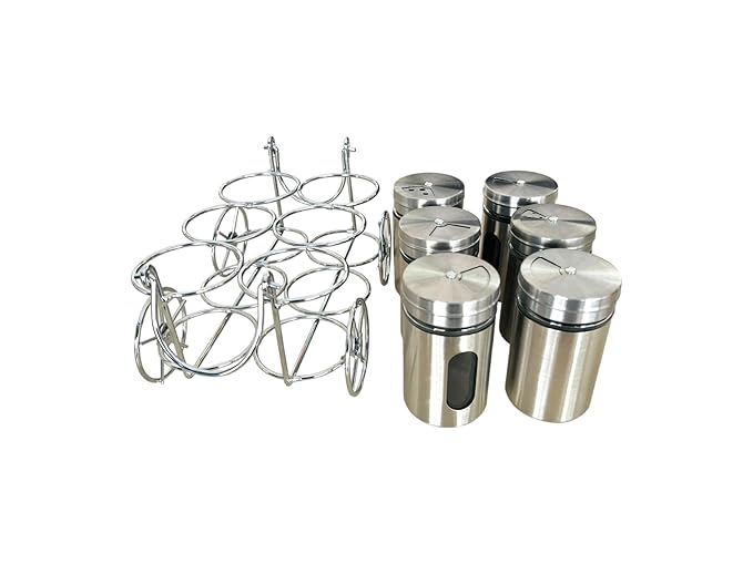 6-Piece Dining Table Salt &amp; Pepper Set with Stand