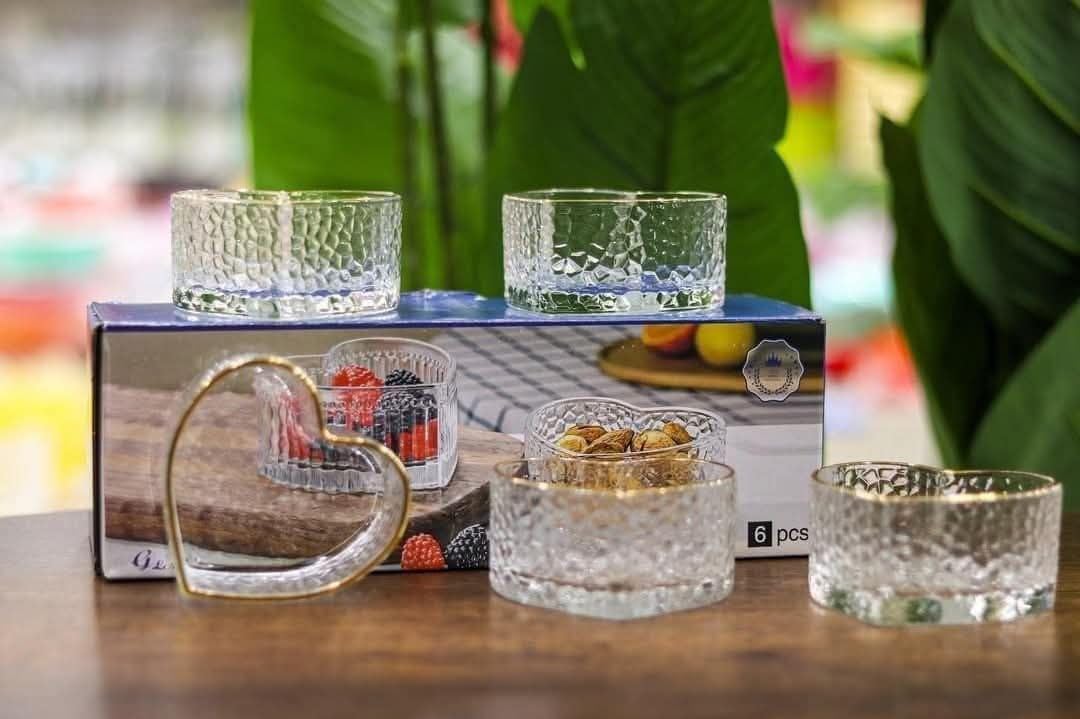 Heart-Shaped Glass Candy Jar & Dessert Bowl Ice Cream Bowl for Wedding Decoration & Food Serving