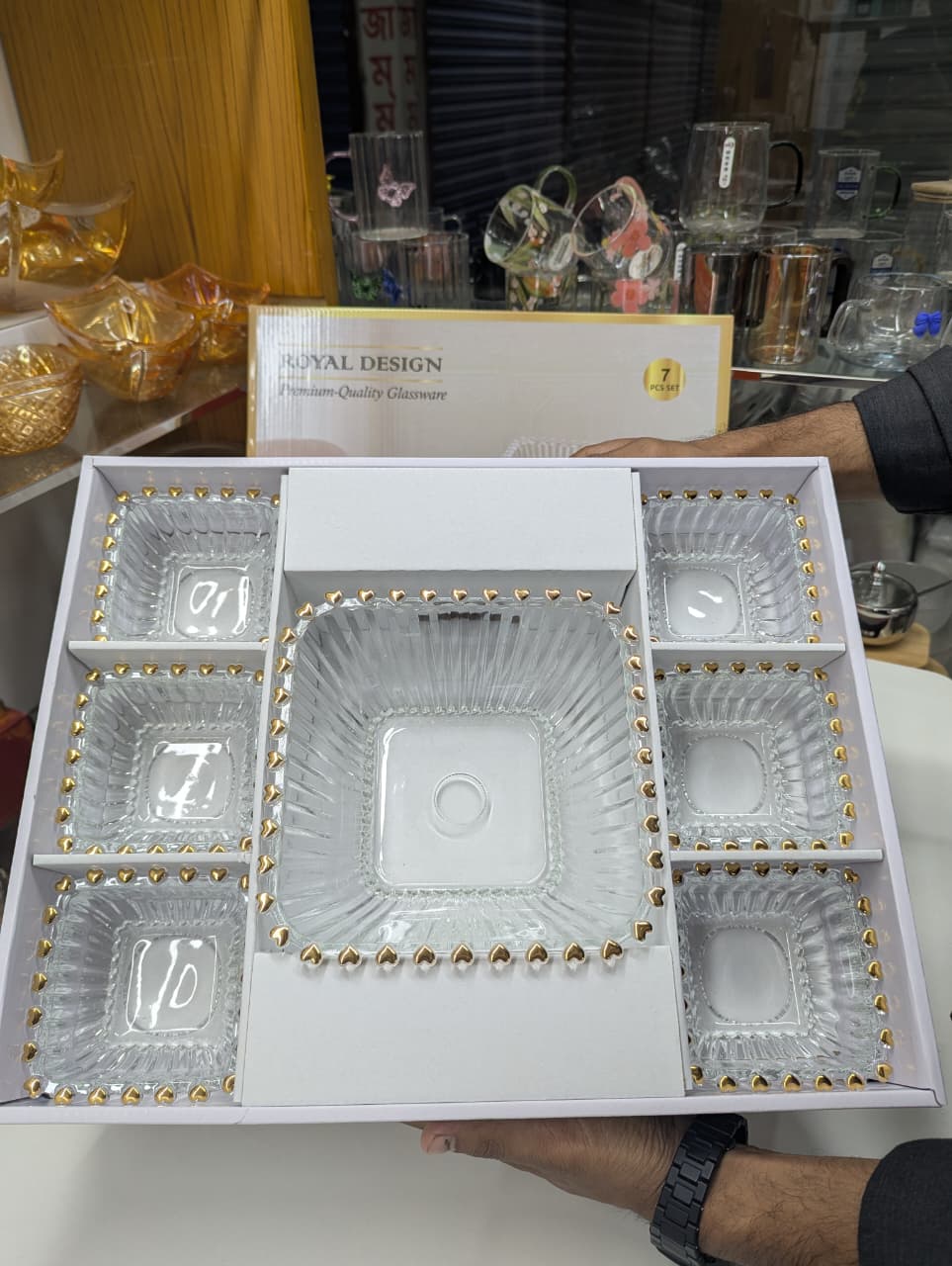 Premium Quality 7 Pc Glassware Bowl Set – Elegant Serving Bowl Set for Home & Dining