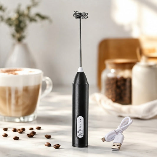 USB rechargeable electric milk frother with stainless steel whisk