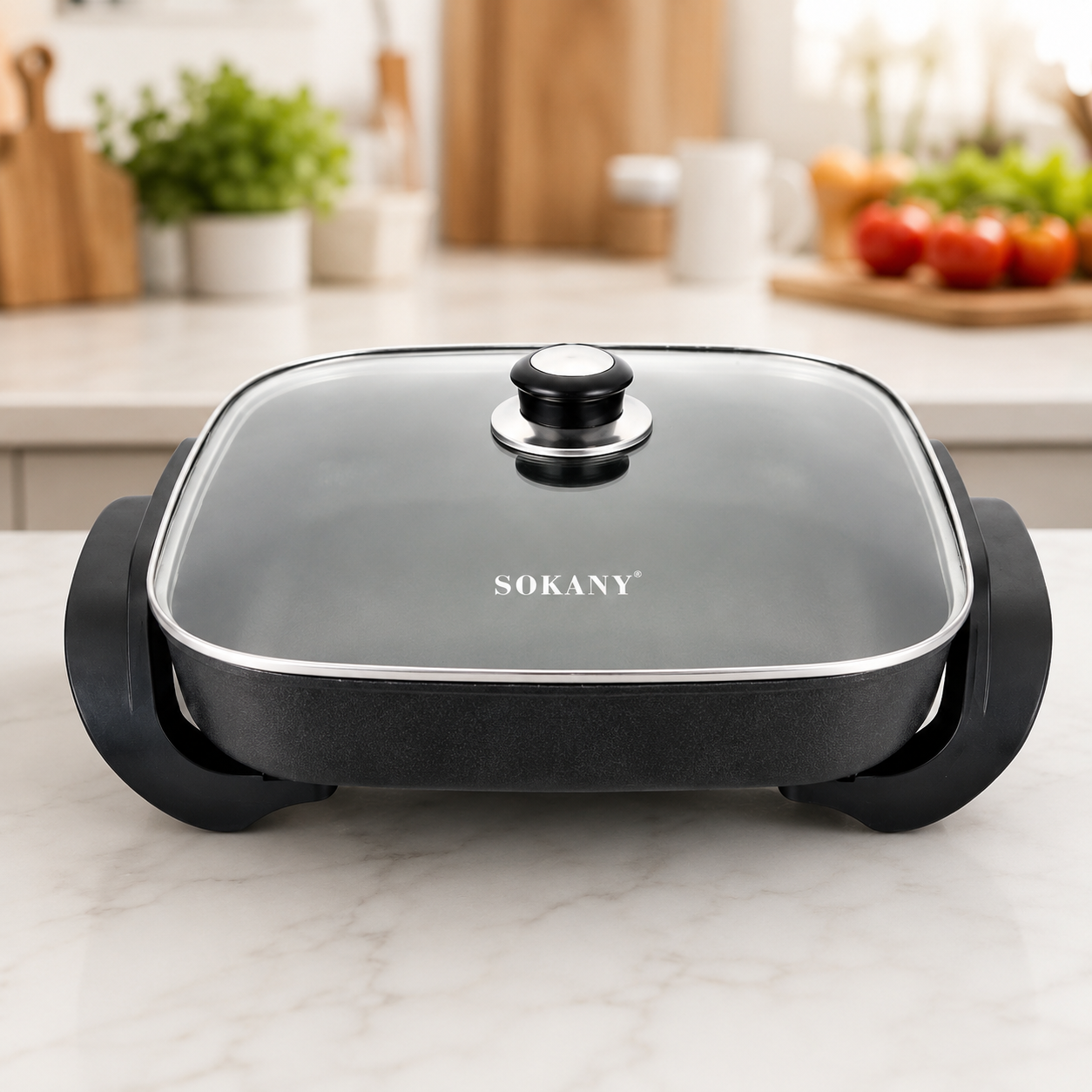 6L electric nonstick skillet with glass lid
1500W electric frying pan with 