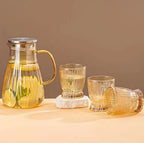 Transparent Glass 5pcs Jug &amp; Cups Set – Heat Resistant with Lid &amp; Handle