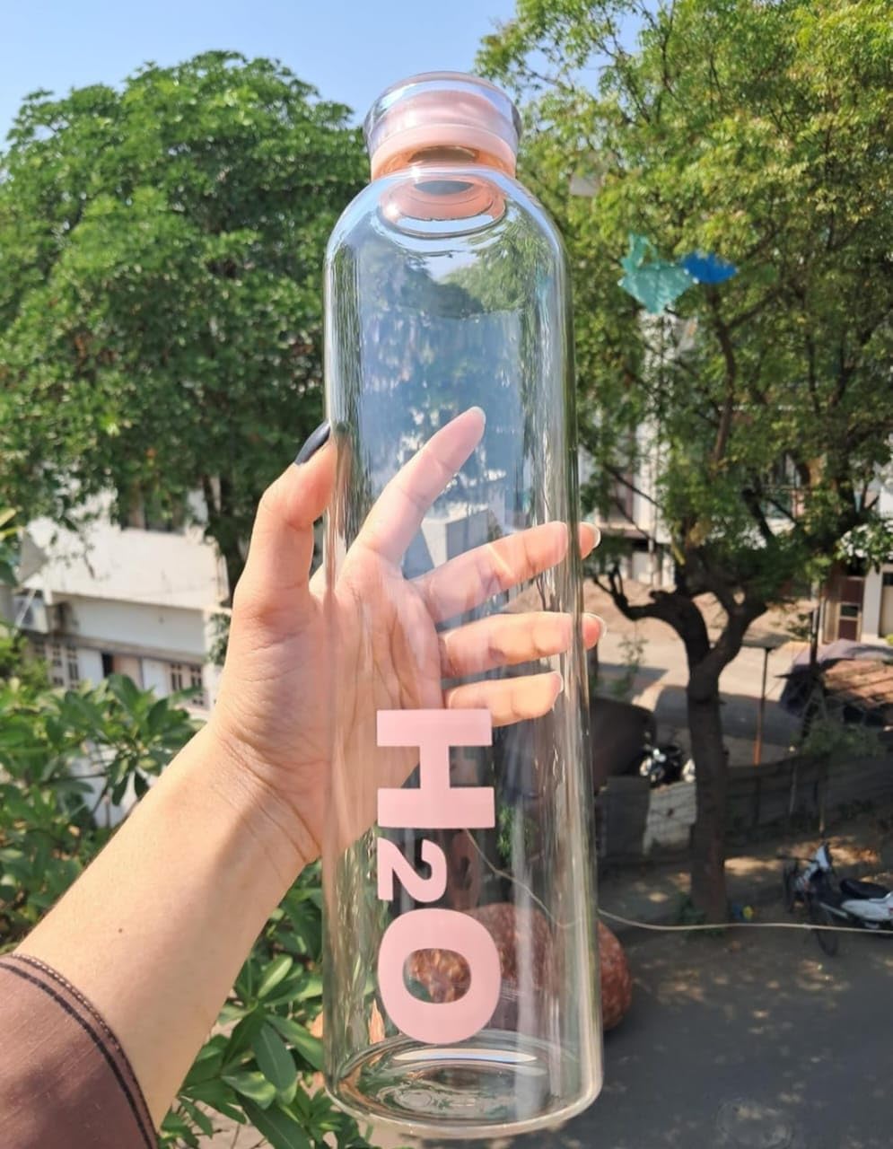 H2O Borosilicate Glass Sports Bottle | Durable Heat Resistant Water Bottle for Daily Use