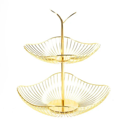 Modern Fancy Luxury Premium Metal Wire Fruit Bowl Stand 3 Tier with the Bird on Top for Home and Kitchen Usage