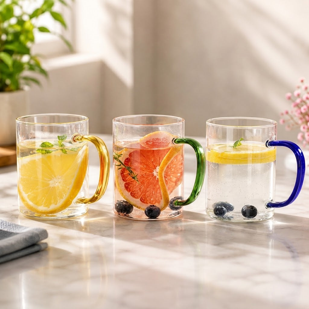 6PCS Delisoga 280ML Borosilicate Glass Set | Heat-Resistant Drinking Glasses for Hot & Cold Beverages