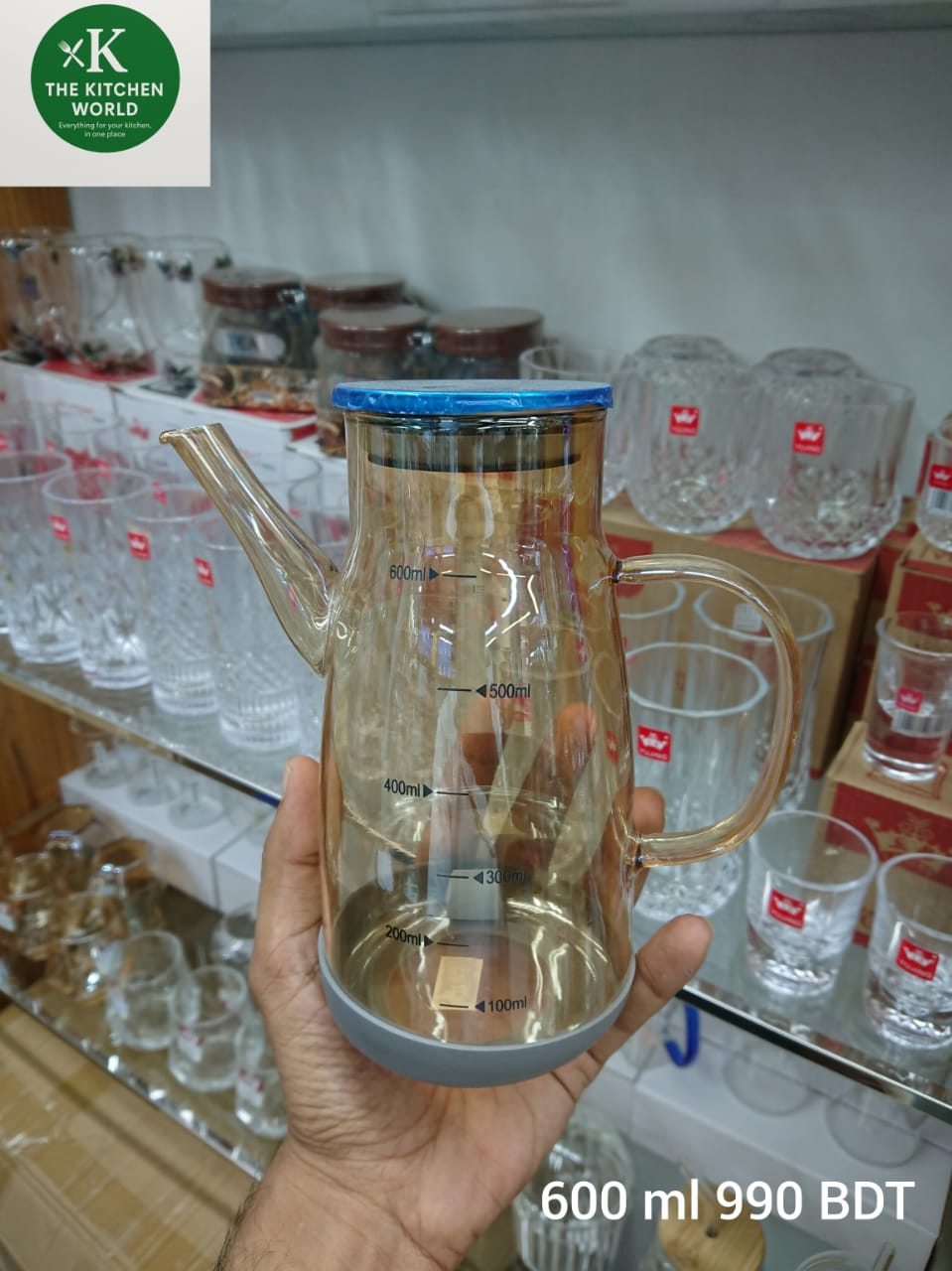 Large Capacity Borosilicate Glass Oil Pot – Non-Hanging Household Container