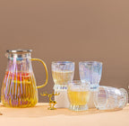 Transparent Glass 5pcs Jug &amp; Cups Set – Heat Resistant with Lid &amp; Handle