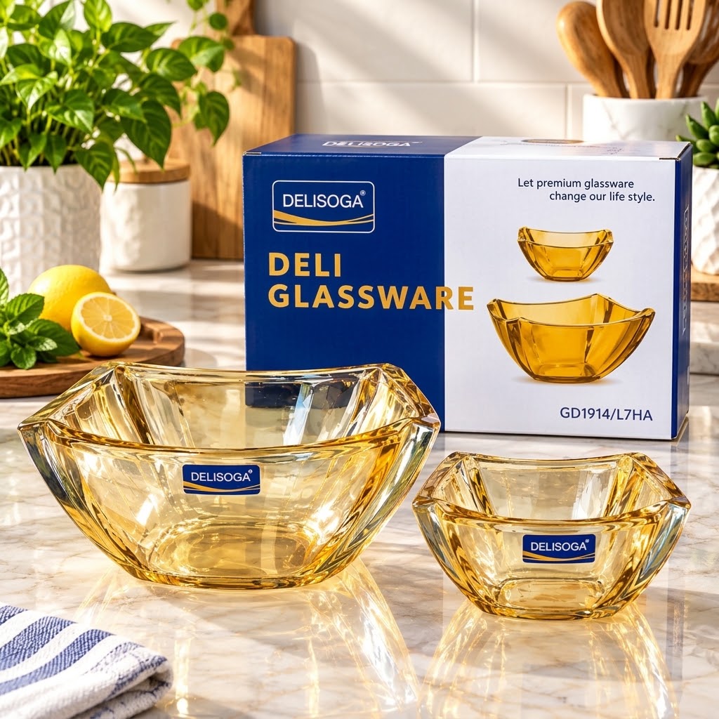7 Pcs Clear Glass Bowl Set | Decorative Fruit, Salad & Dessert Serving Bowls
