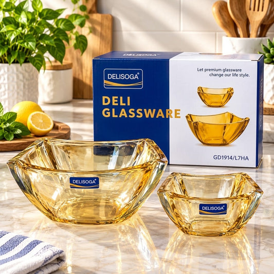 7 Pcs Clear Glass Bowl Set | Decorative Fruit, Salad & Dessert Serving Bowls