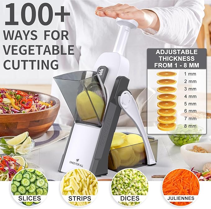ONCE FOR ALL Safe Mandoline Slicer 5 in 1 Vegetable Chopper