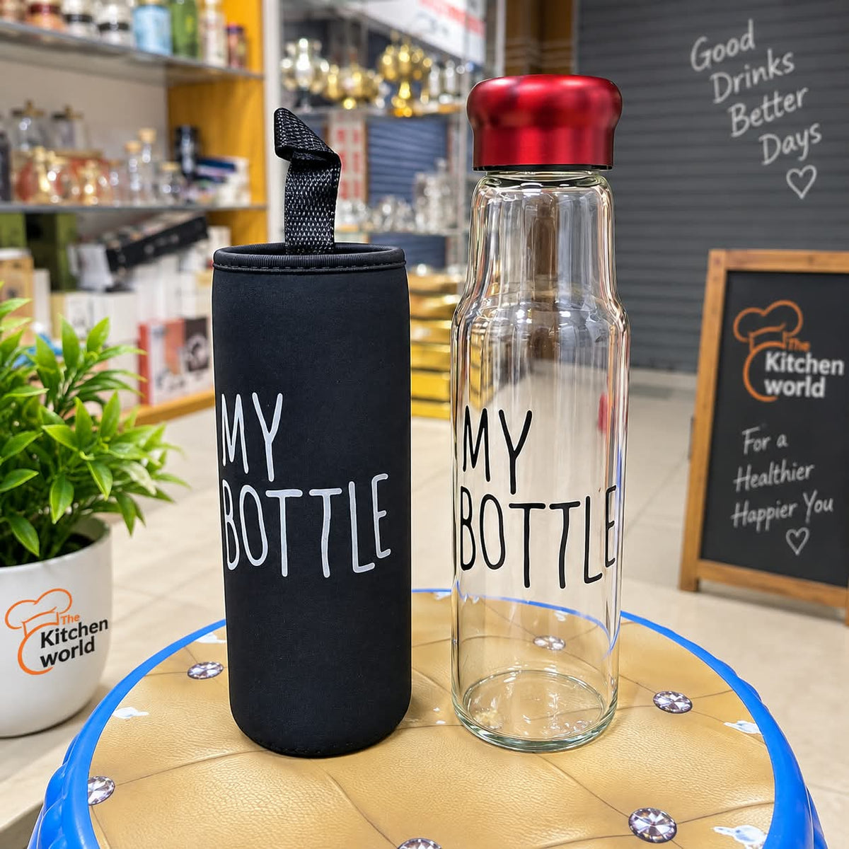 500ml Glass Water Bottle with Cover – Portable Outdoor Drinking Bottle
