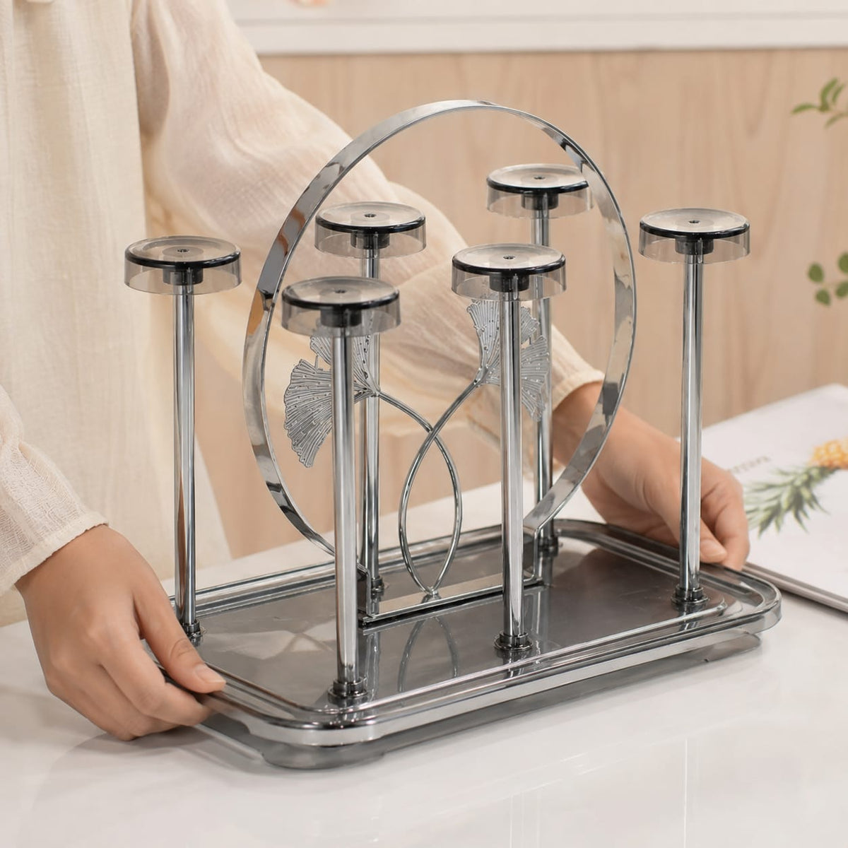 Premium quality imported square shape glass holder for organizing glassware in the kitchen and dining area.