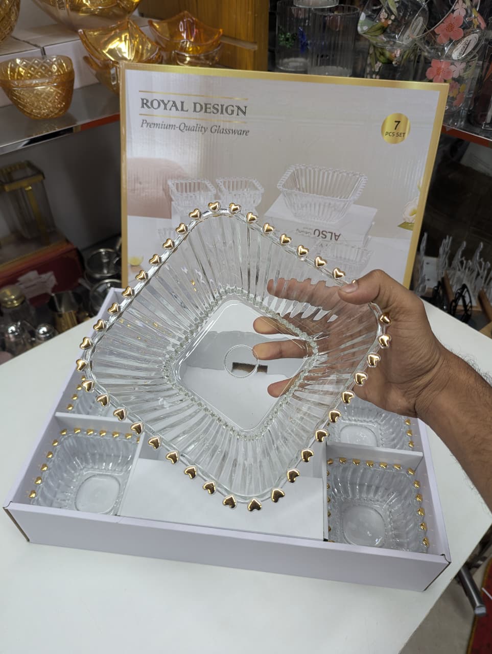 Premium Quality 7 Pc Glassware Bowl Set – Elegant Serving Bowl Set for Home & Dining