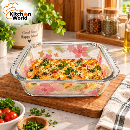Floral Print Oven Safe Serving Dish – Elegant Heat Resistant Baking & Serving Bowl