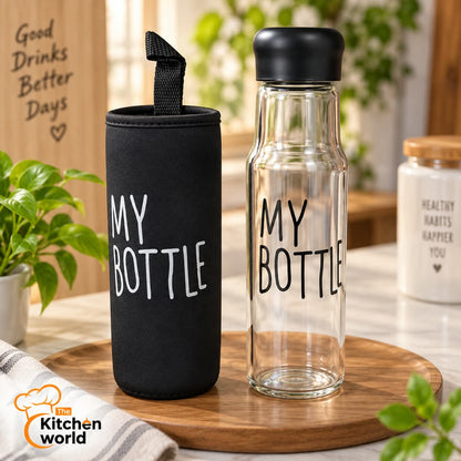 500ml Glass Water Bottle with Cover – Portable Outdoor Drinking Bottle