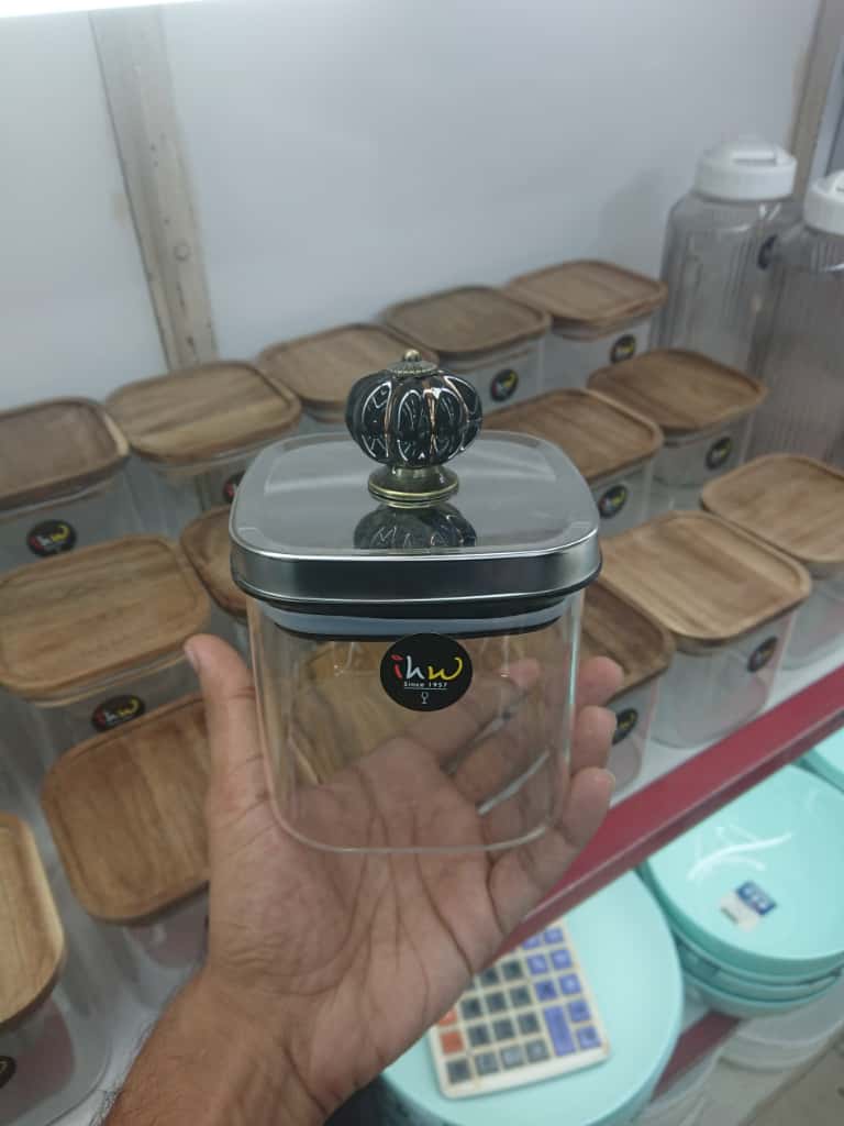 Mouth Blown Borosilicate Colored Striped Glass Spice, Salt &amp; Coffee Storage Jar – Handcrafted Sugar Pot