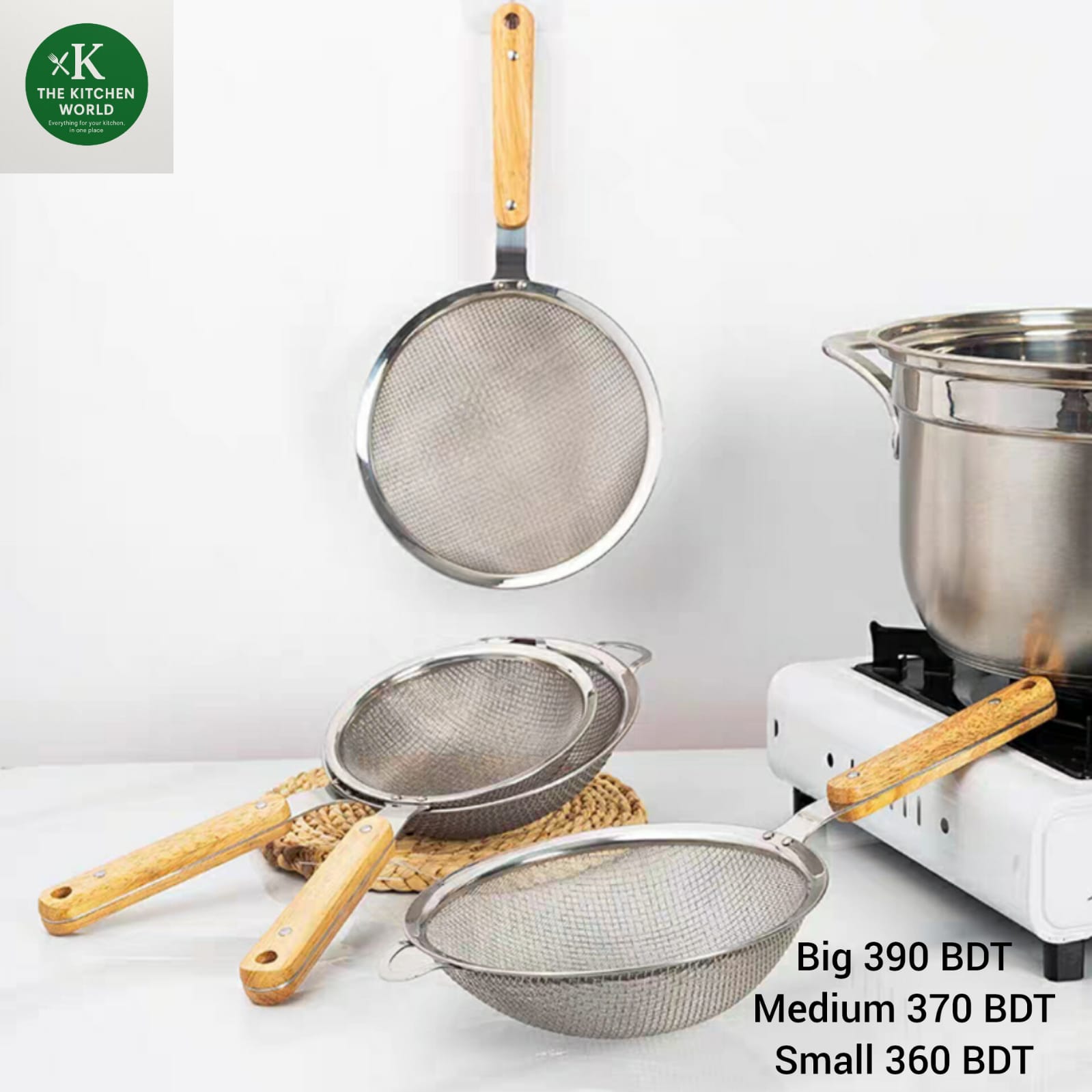 Eco Stainless Steel Strainer with Wood Handle