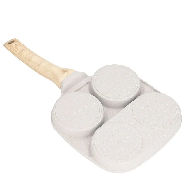 JIO 3-Hole Non-Stick Die-Cast Frying Pan – Marble Coating Egg & Steak Pan for Breakfast