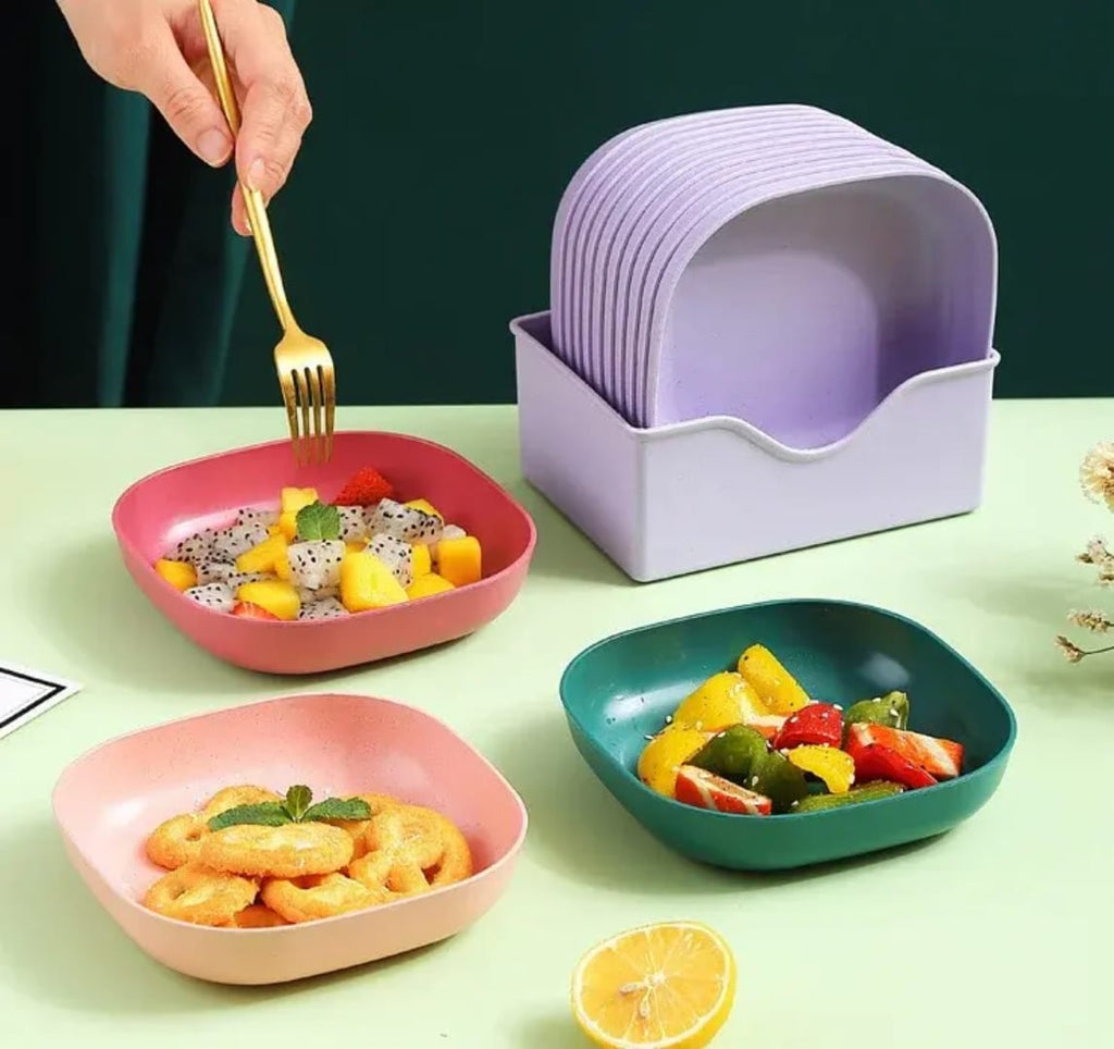 Small Snacks &amp; Fruit Plate – Deep Square Plastic Tableware