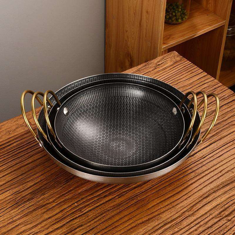 DS54 Stainless Steel Honeycomb Non-Stick Frying Pan – 8/9/10/12cm Kitchen Cooking Pot