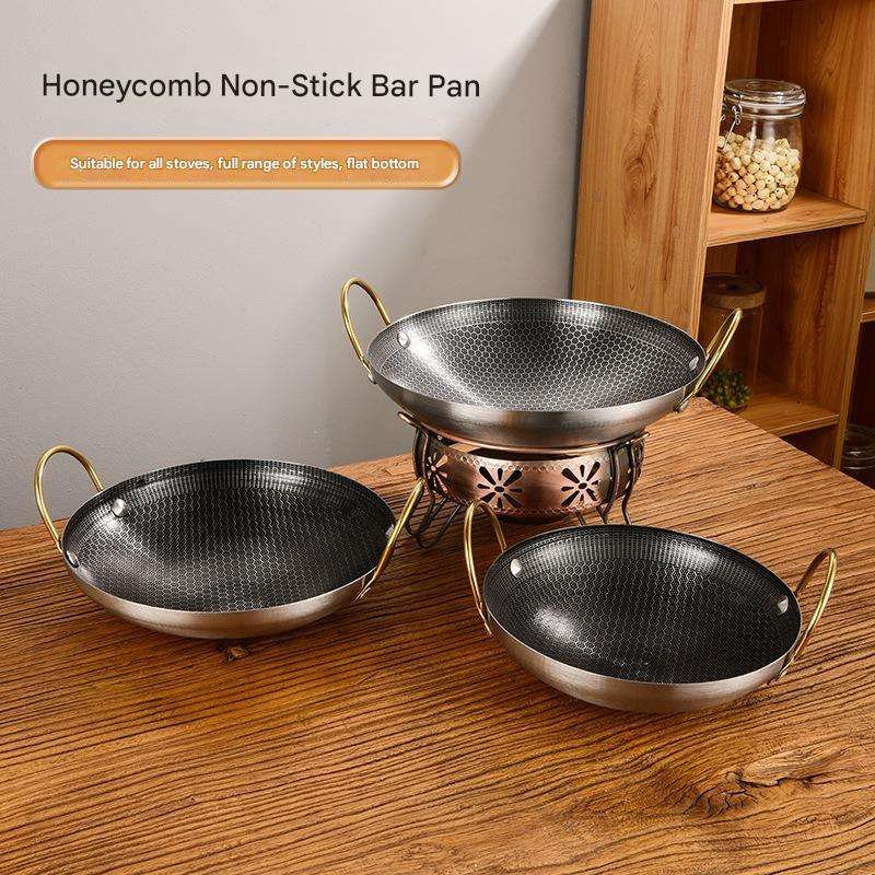 DS54 Stainless Steel Honeycomb Non-Stick Frying Pan – 8/9/10/12cm Kitchen Cooking Pot