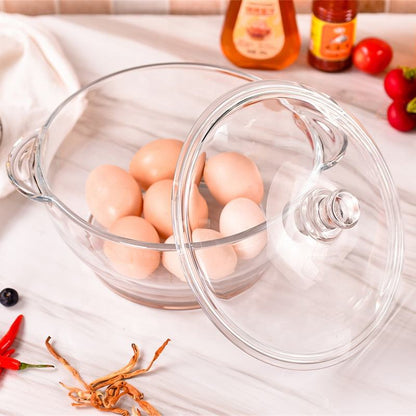 Amber glass soup and casserole cooking pot