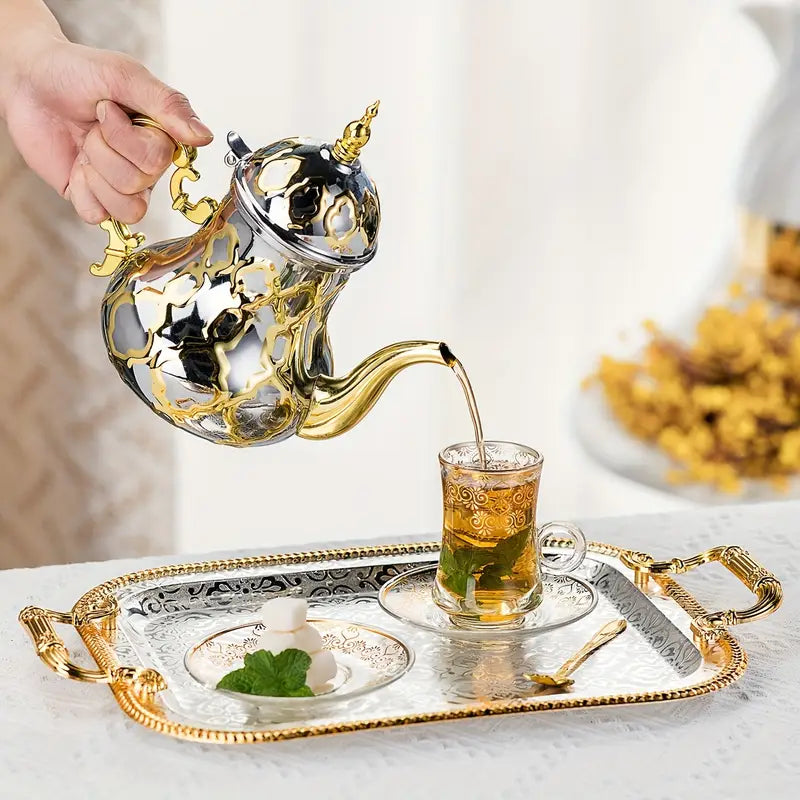 Artistic shaped stainless steel tabletop décor tray