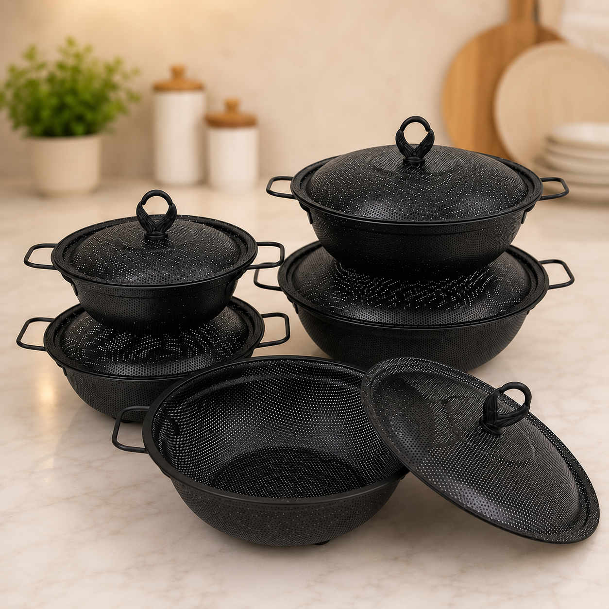 Yurtrain metal fruit drain basket with lid
