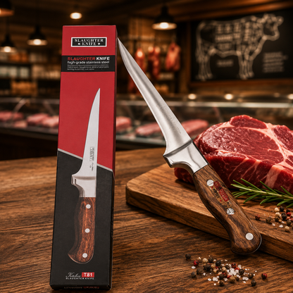 High Grade Stainless Steel Butcher Knife T81 | Heavy Duty Meat Cutting Slaughter Knife