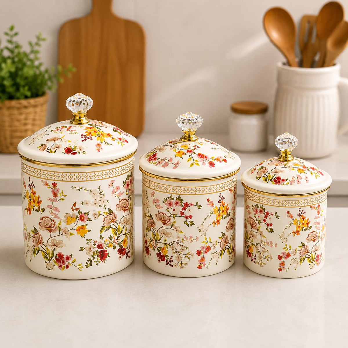
Ceramic jars for tea coffee and sugar