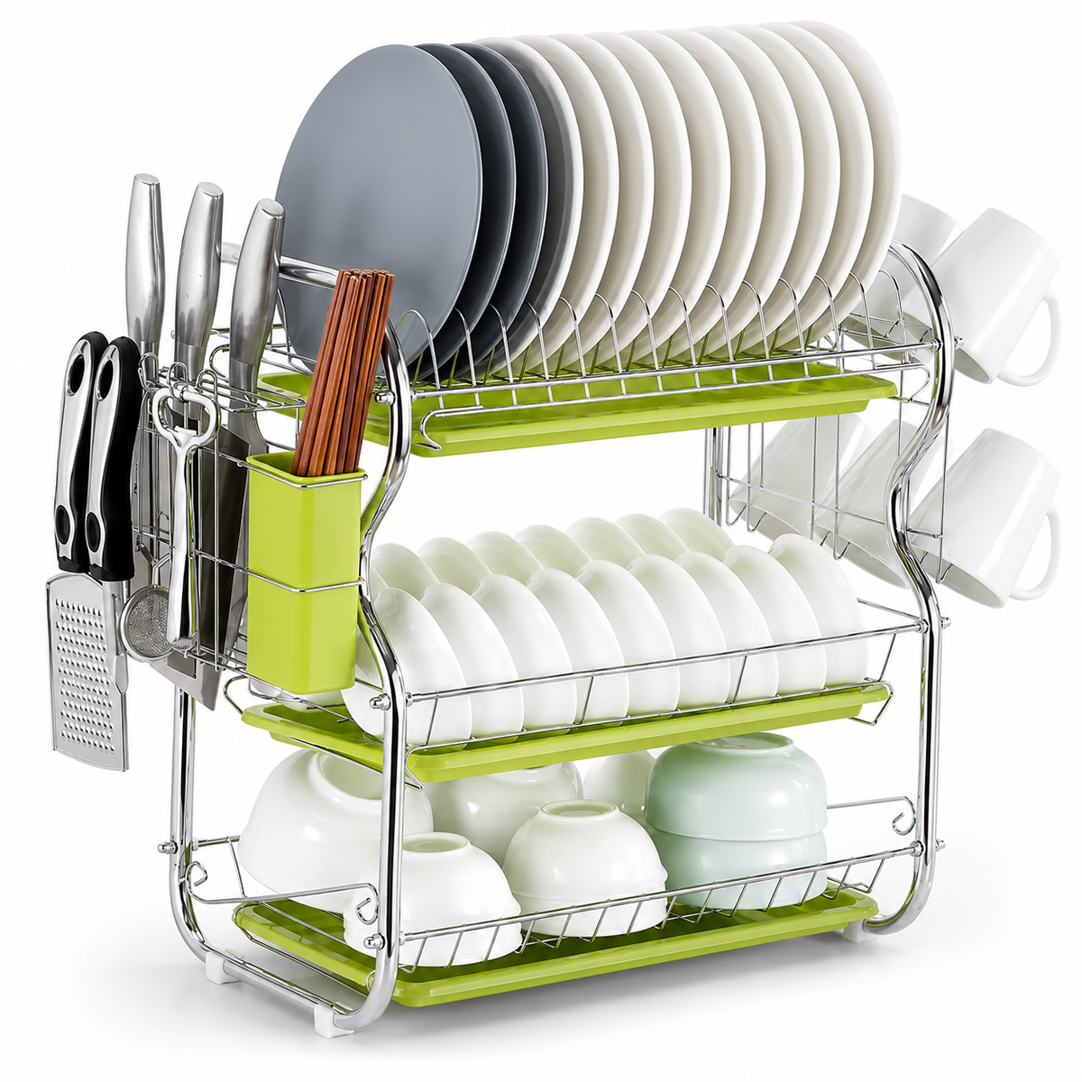3-tier metal dish drying rack