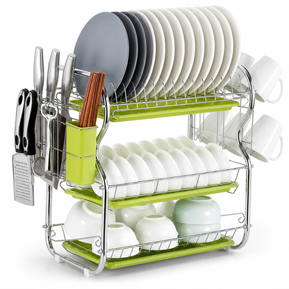 3-tier metal dish drying rack