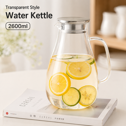 
Elegant borosilicate glass pitcher with ergonomic handle