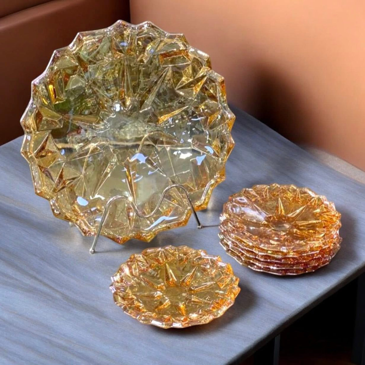 Clear glass fruit plate for elegant table serving
