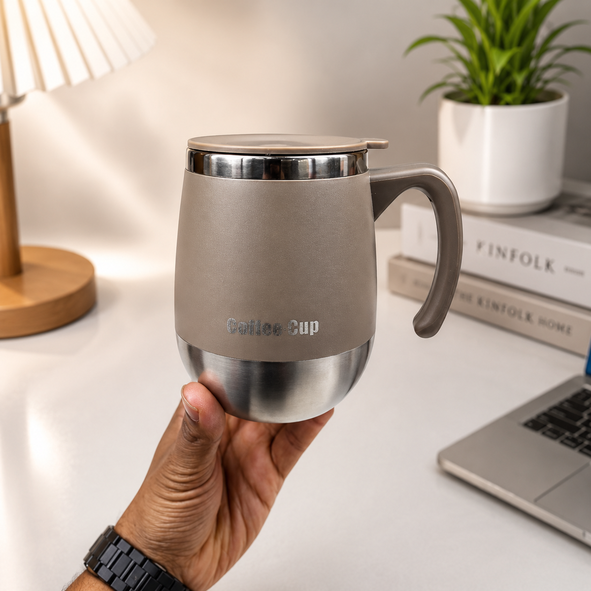 500ml 304 Stainless Steel Vacuum Insulated Mug with Lid & Handle