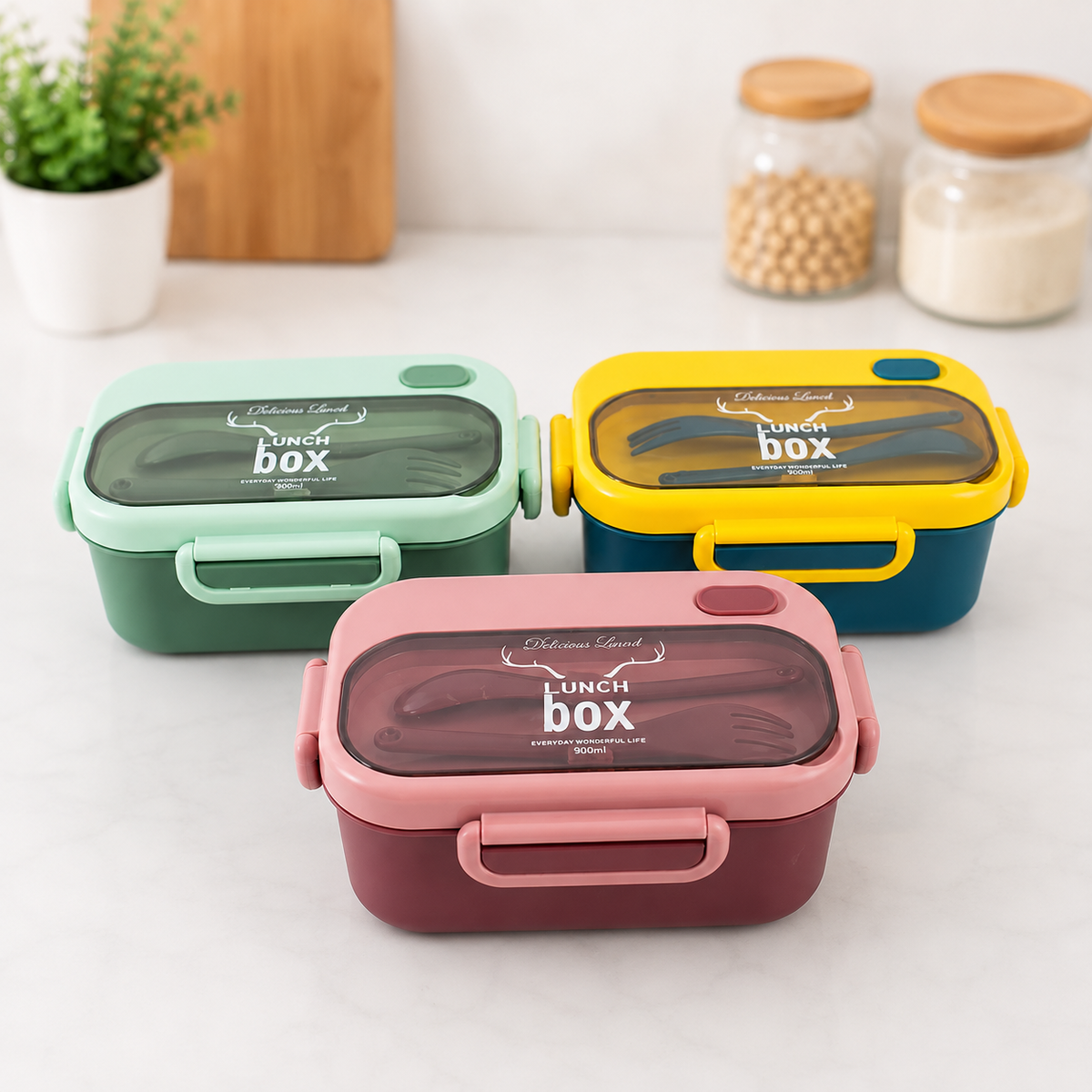 1000ML Kids Bento Lunch Box BPA-Free Plastic Food Container