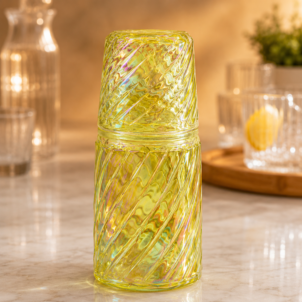 
Colorful glass juice carafe for home dining